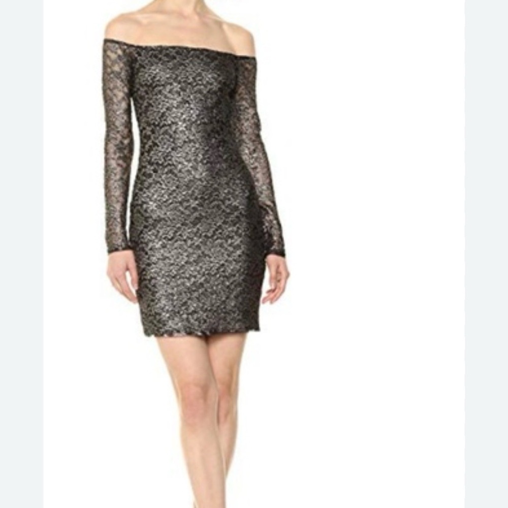 Bailey 44 Black Lace Off-Shoulder Dress